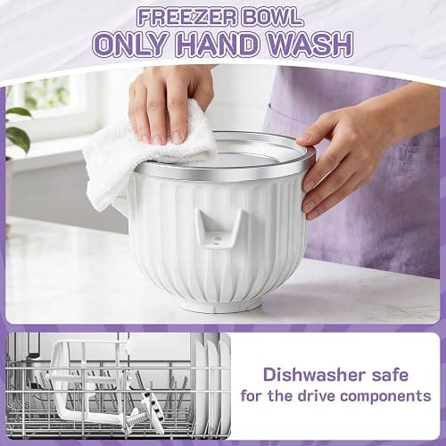 Ice Cream Maker Attachment for KitchenAid Stand Mixer, 2 Qt Ice Cream Bowl | Fits 4.5Qt and Larger KitchenAid Stand Mixers, For Ice Cream, Frozen Yogurt, Sorbet & Gelato by Focollk thumbnail 7