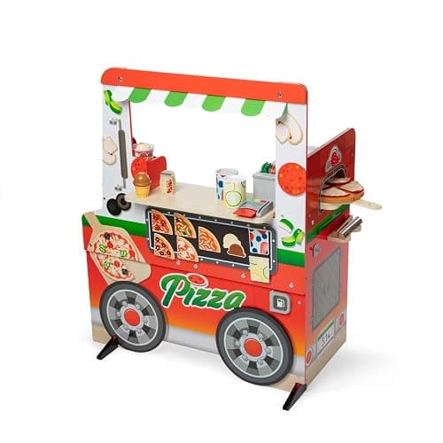 Melissa & Doug Wooden Pizza Food Truck Activity Center with Play Food, for Boys and Girls 3+ - Image 1
