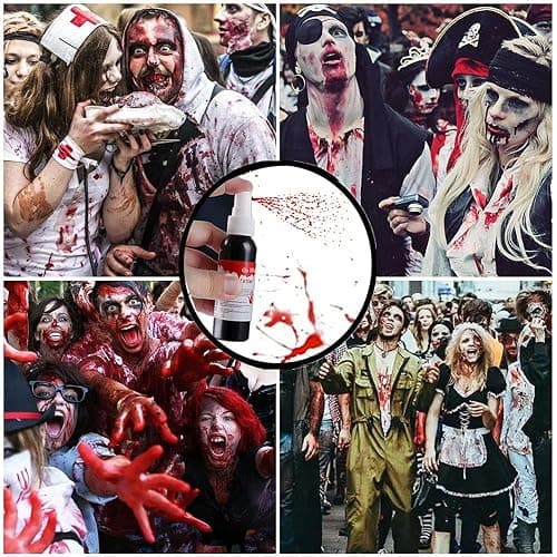 Go Ho Blood Splatter Fake Blood Washable(2.1 oz),Halloween Fake Blood Spray Eye Blood Drops Body Paint,Fake Blood for Clothes and Zombie Monster Vampire Clown Costume Cosplay Makeup,1PC thumbnail 7