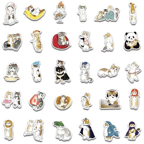 Cute Cat Stickers | 100 PCS | Vinyl Waterproof Stickers for Laptop,Guitar,Motorcycle,Bike,Skateboard,Luggage,Phone,Hydro Flask, Gift for Kids Teen Birthday Party thumbnail 3