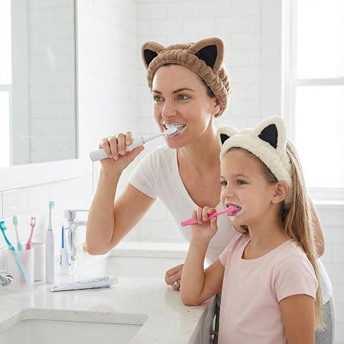 Cat Ears Headband, Cute Spa Headband and Wristband Set Washing Face Skincare Makeup Headbands for Women Girls Trendy Stuff Present Soft Coral Fleece Hair Accessories(1Beige+2Khaki) thumbnail 7
