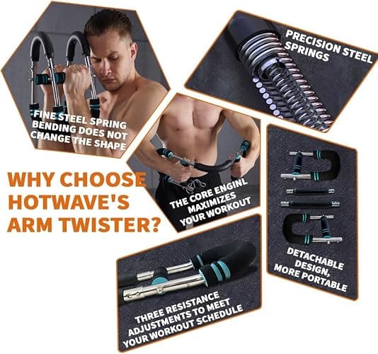 HOTWAVE Twister Arm Trainer, Chest Workout Equipment Exerciser for Men, Adjustable Arm and Chest Twister Trainer for Women - Portable Home Strength Training Fitness Equipment for Upper Body Muscle thumbnail 5