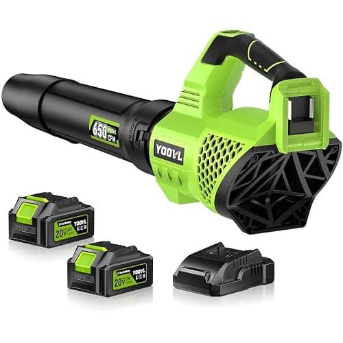 Leaf Blower Cordless, 650CFM Electric Leaf Blowers with 2 x 5.2Ah Batteries and Charger, 3 Speed Modes, 1 x Adjustable Shoulder Strap, Powerful Blowers for Lawn Care, Patio, Dust, Blowing Leaves - Image 1