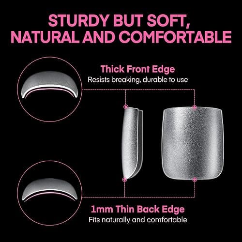 UNA GELLA Square Toe Nail Tips 216Pcs 15Sizes Full Cover Long Wider Toe Nail Tips Soft Gel Pre-etched Double Matte Fake Toe Nails Press Ons For Big Toe Nail Extensions Home DIY Nail Salon Soak Off thumbnail 6