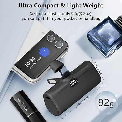 LUCKYDUO Portable Charger for iPhone 16/15 with Phone Holder,5000mAh Small USB C Power Bank with 12W PD LED Display, Mini Portable Battery Phone Charger for iPhone 15 Series/Samsung/Huawei, Android thumbnail 2