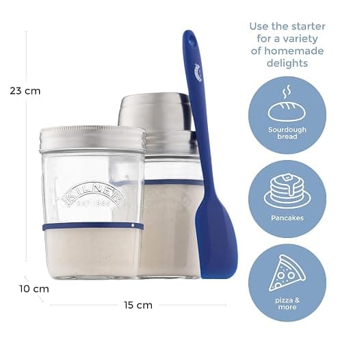 Kilner Sourdough Starter Set with 2 Glass Jars Measuring Lid Spatula and Recipe Booklet Perfect for Homemade Sourdough Bread, Pancakes, Pizza and Naan thumbnail 3