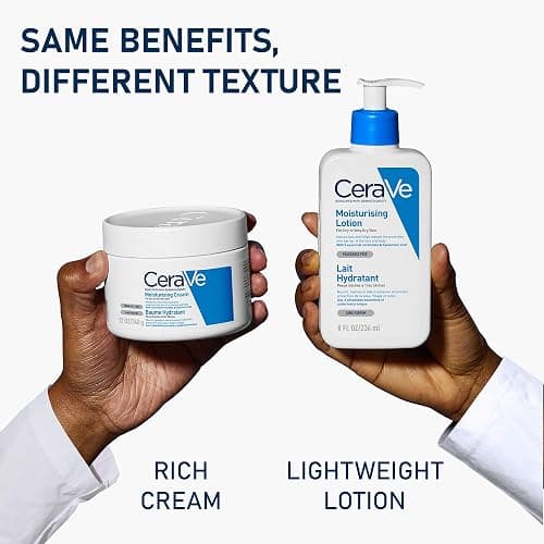 CeraVe Face Moisturiser with Ceramides for Normal to Very Dry Skin, 236ml | Lighweight Daily Hydrating Face & Body Moisturiser with Hyaluronic acid, MVE technology. Fragrance-Free. thumbnail 6