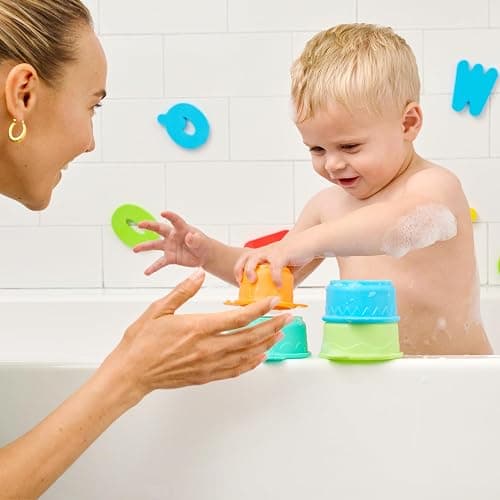 Munchkin Connect-A-Cup Bath Toy, Stacking and Straining Cups for Baby and Toddler thumbnail 2