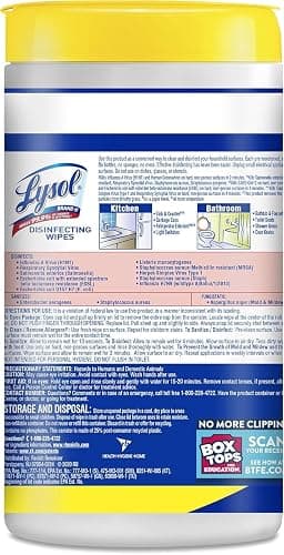 Lysol Disinfecting Wipes Bundle, Home Apartment Dorm Room Essentials and Cleaning Supplies, All Purpose Cleaner, Multi-surface Cleaning Wipes, Lemon and Lime Sanitizing Wipes Bundle, 80 Count thumbnail 11
