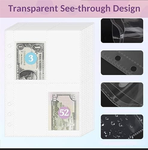 2PCS 100 Envelopes Money Saving Challenge, Envelopes Challenge Binder, Achieving Financial Goals with a Budget Binder and Cash Envelopes, Successfully Reach Your Savings Goals of $5,050 (Pink+Black) thumbnail 3