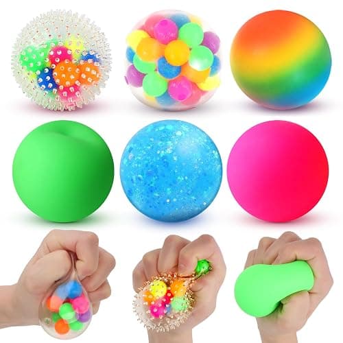 6 Set Squishy Sensory Stress Squeezing Balls forAdults: Best Calming Tool to Relieve Anxiety, Vent Mood and Improve Focus, Easter Basket Stuffers for Kids, Goodie Bag Stuffers - Image 1