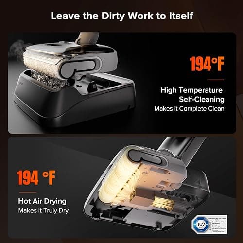 roborock F25 GT Vacuum Mop All in One, Wet Dry Vacuum Cleaner Cordless, 20000Pa Floor Cleaner Machine for Tile Hardwood Wood Vinyl Floor, Edge to Edge Self Cleaning Electric Mop with 180° Lie-Flat thumbnail 4