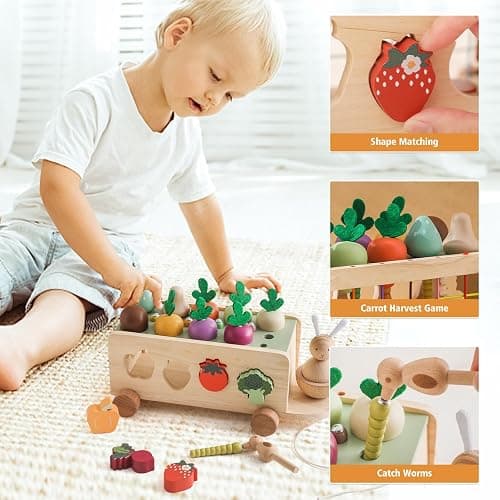 OESSUF Montessori Toys Toddlers Wooden Educational Toys for Baby Boys Girls, Shape Sorting & Matching Fine Motor Skills Toys, Birthday Gifts for Kids - Image 1