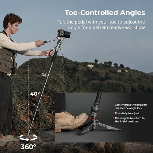 SmallRig 68.9"/ 175cm Carbon Fiber Video Monopod for Camera | One-Button Lift & Lock, Video Fluid Head Max. Playload 5kg/ 11lb, Adjustable Height 30" - 69", for DJI RS and for MFT 501L thumbnail 4