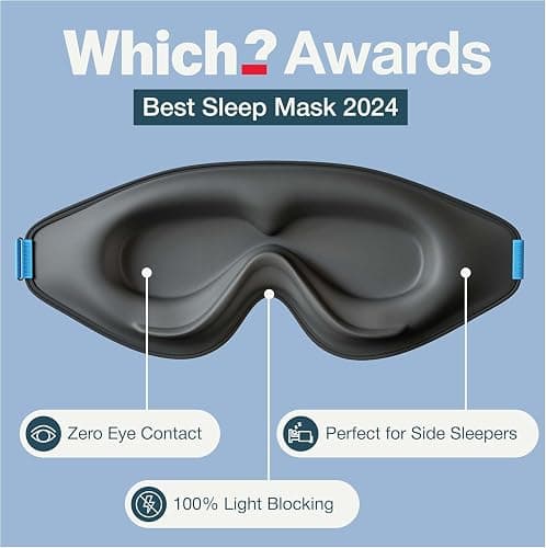 MyHalos® Sleep Mask – 3D Blackout Eye Mask for Women & Men, Side Sleepers, Zero Pressure Memory Foam Eyelash Friendly, Breathable,Award-Winning Sleep Aid for Travel (Black, 1 Count (Pack of 1) thumbnail 5