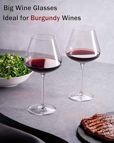 JBHO Hand Blown Italian Style Crystal Burgundy Wine Glasses - Lead-Free Premium Crystal Clear Glass - Set of 2-21 Ounce - Gift-Box for any Occasion thumbnail 6