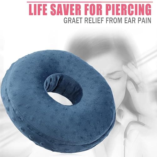 BNRendles Ear Piercing Pillow Removable Cover for Side Sleepers Ear Pain Luxury Cnh Ear Pillow with Holes Washable Side Sleeping Pillows Support Head, Minky Dot Denim Blue thumbnail 4