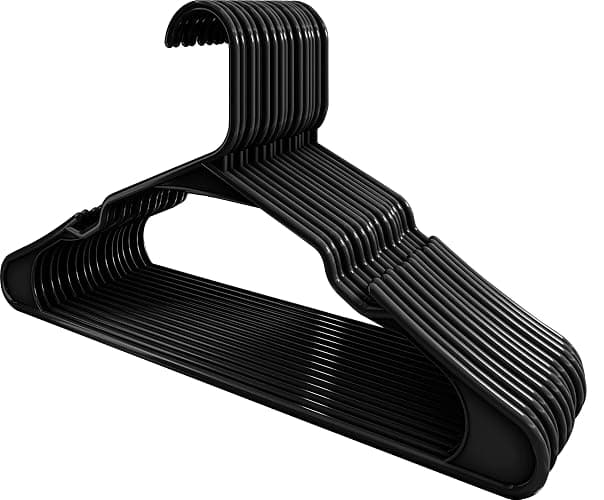 Utopia Home Plastic Hangers 100 Pack - Perfect Space Saving Clothes Hanger - Durable and Strong - Perfect Closet Organizers with Shoulder Grooves (Black) thumbnail 6