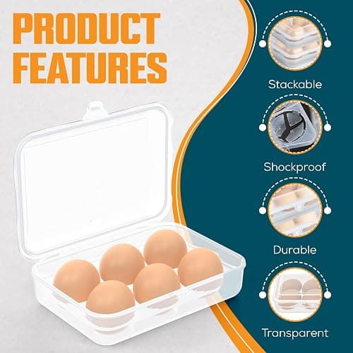 ZPU Egg Holder Camping, 2Pcs 6 Grid Egg Container, Plastic Egg Carrier for Camping Picnic Travel Outdoor Refrigerator Kitchen, Protective Egg Storage Case, Blue thumbnail 4