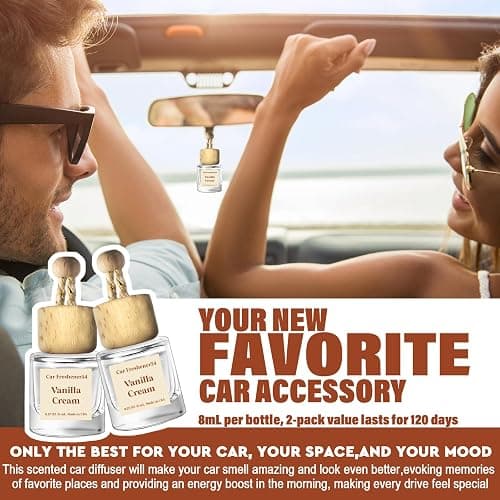 HoogaLife Car Air Freshener Diffuser 2 Pack Hanging Air Freshener Diffuser - Vanilla Cream Fragrance Oil Air D iffuser for Car, 45+ days Long Lasting Fragrance Made in USA C ar Air Fresheners (V54) thumbnail 4