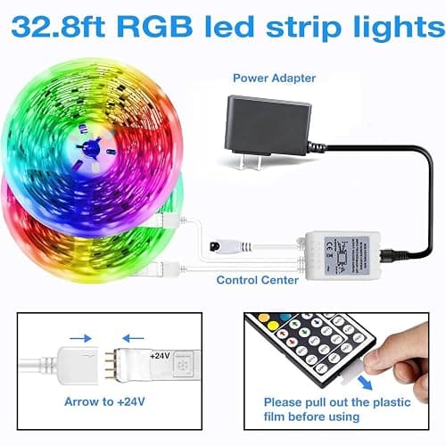 DAYBETTER Led Strip Lights 32.8ft Kit with Remote and Power Supply Color Changing thumbnail 3