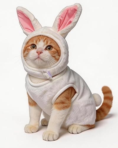 IOICYBF Pet Costume for Small Dogs Cats Halloween Hoodies Puppy Coat | Winter Pet Outfits Funny Pajamas Clothes for Christmas Party,White Bunny L thumbnail 7