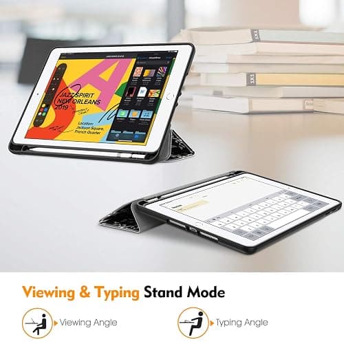 Fintie SlimShell Case for iPad 9th / 8th / 7th Generation (2021/2020/2019 Model) 10.2 Inch - [Built-in Pencil Holder] Soft TPU Protective Stand Back Cover, Auto Wake/Sleep, Composition Book Black thumbnail 5