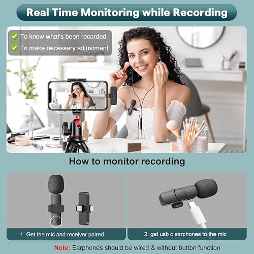 MAYBESTA Wireless Mini Microphone for iPhone, Android Phone - Bluetooth Lavalier Lapel Mic for Audio Video Recording - Clip on Content Creator Microphones for YouTube Tiktok Podcast Vlogging thumbnail 8