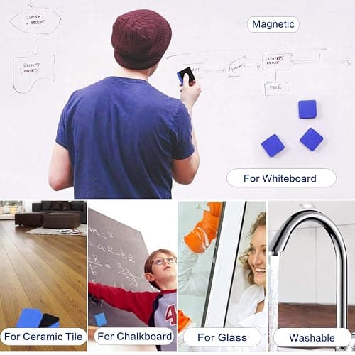 Dry Erase Erasers, 36 Pack Magnetic Whiteboard Eraser Chalkboard Eraser Dry Eraser for Classroom Office and home (Blue) thumbnail 7