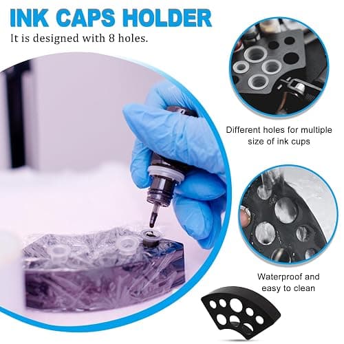 303Pcs Tattoo Ink Caps Kit - Emalla 3Pcs Black Tattoo Ink Cups Holder with 300Pcs Tattoo Ink Caps 100 Small 100 Medium 100 Large Tattoo Ink Cups Tattoo Ink Container Tattoo Kit Tattoo Supplies thumbnail 3