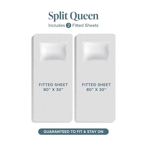 Bare Home Split Queen Sheet Set - 1800 Ultra-Soft Microfiber Bed Sheets - Double Brushed - Deep Pockets - Easy Fit - 5 Piece Set - Bedding Sheets & Pillowcases (Split Queen, White) thumbnail 2