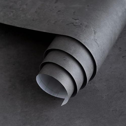16"×354" Dark Grey Black Concrete Wallpaper Peel and Stick 3D Thick Faux Concrete Cement Contact Paper Vinyl Wrap Stained Matte Textured Waterproof Wall Sticker for Walls Bathroom Garage Living Room - Image 1