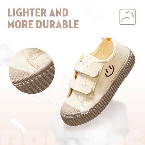 HAPPY NOCNOC Toddler Shoes for Boys & Girls, Canvas Dual Hook and Loops Sneakers with Candy-Colored Sole thumbnail 4