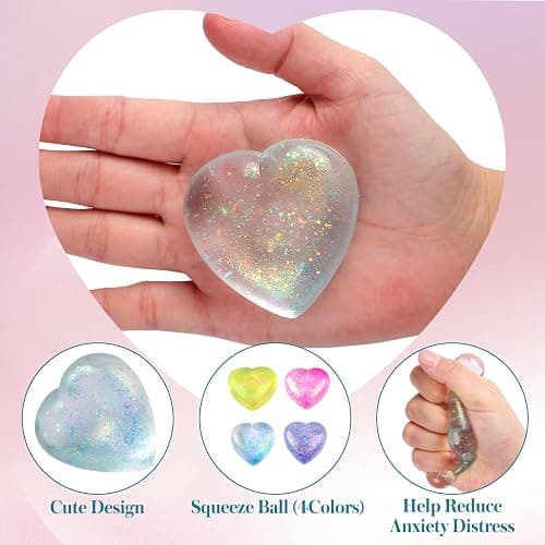 Heart Shape Stress Balls for Adult and Kids (Blue) - Sugar Ball, Squishy Toys for Stress Relief and Party Favors thumbnail 3