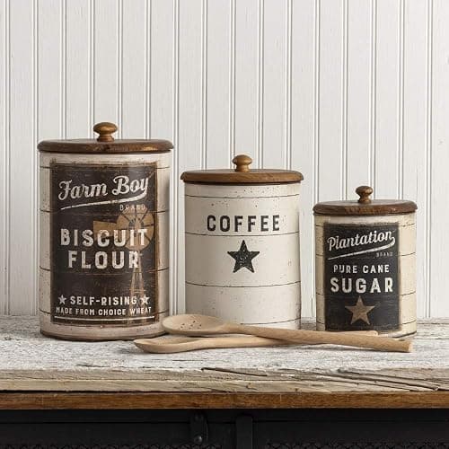 Primitives by Kathy 39060 Farmhouse Tin Canisters, Sugar/Coffee/Flour thumbnail 2