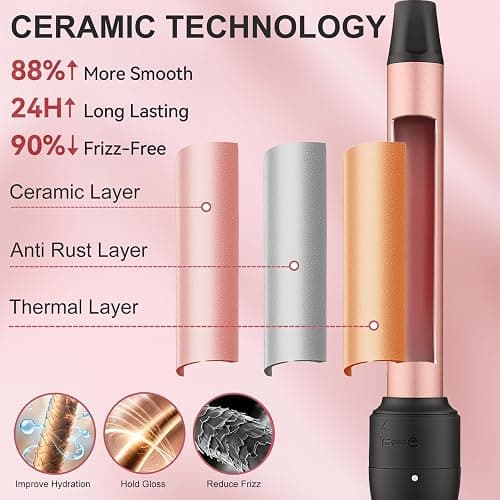 UNOBEY 5 in 1 Curling Wand Set, Three Barrel Curling Iron Wand Set | with 3 Barrel Hair Waver Curling Iron & 4 Interchangeable Ceramic Hair Curler Wand(0.5”-1.25”), Fast Heating, Include Glove thumbnail 6