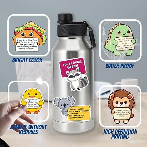 100PCS Emotional Support Animal Stickers by Puraesla– Affirmation Sticker Pack for Adults or Kids Cute Inspirational Buddies for Water Bottles, Laptops, Phones, Positive Quote Vinyl thumbnail 6