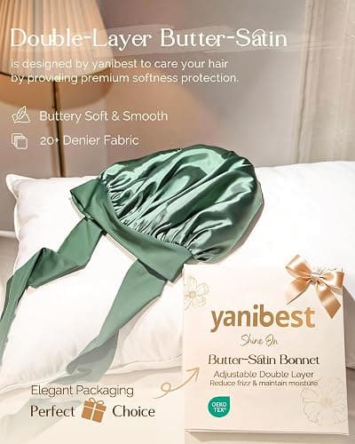 YANIBEST Adjustable Silk Bonnet for Sleeping Women Double Layer Satin Bonnet Reduce Friction Prevent Frizz Curly Hair thumbnail 2