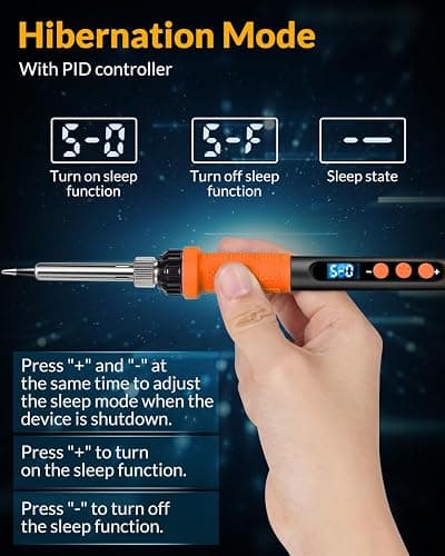Soldering Iron Kit, 100W High Power Soldering Iron, Fast Heating, Digital Display Temperature Control Accurate 356°F-896°F, Portable Soldering Kit with Protective Cap, Automatic Sleep Mode thumbnail 6