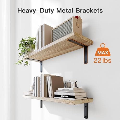 Pipishell Floating Shelves with Wire Strorage Basket, Paulownia Wood Bathroom Shelves for Home Organization & Wall Decor, Bathroom/Kitchen/Living Room/Office Shelves, Set of 3+1, Natural thumbnail 5