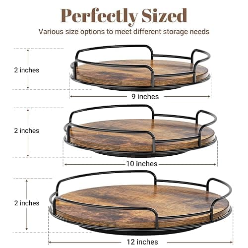 WOWBOX 9" Lazy Susan Organizer for Table Top Rotating Spice Rack Organizations Wood Lazy Susan Turntable Organizer for Cabinet Kitchen Pantry Countertop Bathroom Vanity thumbnail 3
