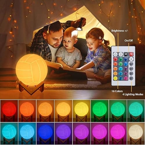 Olee Odee Volleyball Night Light, Volleyball Lamp Light for Kids Room with Remote Control 16 Colors Changing Sport Fan Room Decoration Gifts for Boys,Girls,Volleyball Lover (5.9 inches) | Remote Control, 16 Colors Changing, Kids Room Decoration, Sport Fan Gift Christmas Stocking Stuffer thumbnail 3