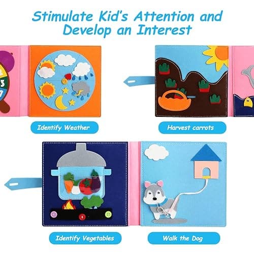 Cobelae Montessori Toys Busy Book for Toddlers, Activity Book for Toddler 1-3, Preschool Learning Activities Develop Fine Motor Skills Educational Sensory Travel Toys for Boys and Girls Gifts thumbnail 4