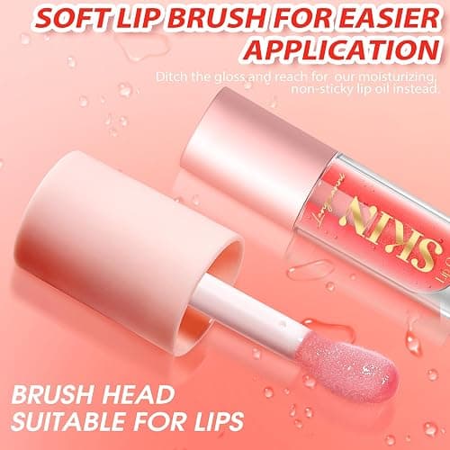 BANGFENG 2Pack Big Brush Head Hydrating Lip Glow Oil Plumping Lip Tint, Hydrating Lip Gloss Tinted Lip Balm Transparent Lip Care, Long Lasting Nourishing Non-sticky Fresh Texture (Cherry+Coco) thumbnail 2