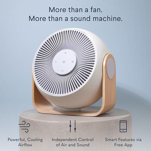 SNOOZ Breez 2-in-1 Smart Bedroom Table Fan & White Noise Machine - Smooth, Powerful Air - Adjustable White Noise - Remote Control, Scheduling, & Smart Features via App thumbnail 3