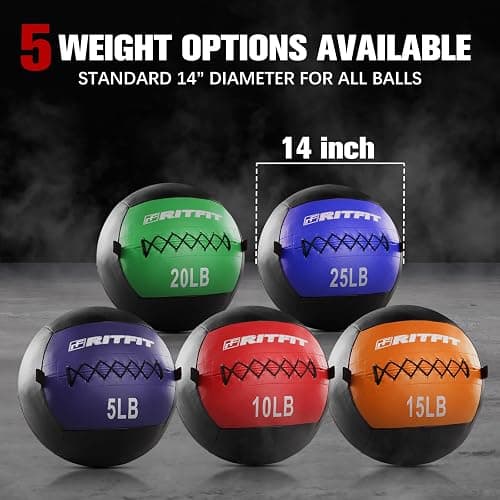 RitFit Medicine Ball / weight ball / Soft Medicine Ball / Wall Medicine Ball / Soft Wall Ball / Wall Ball set/ Medicine Balls for Exercise and Conditioning Workouts, Fitness Gym Equipment for Core Training and Cross Training (5/10/15/20/25/30 lbs) thumbnail 3