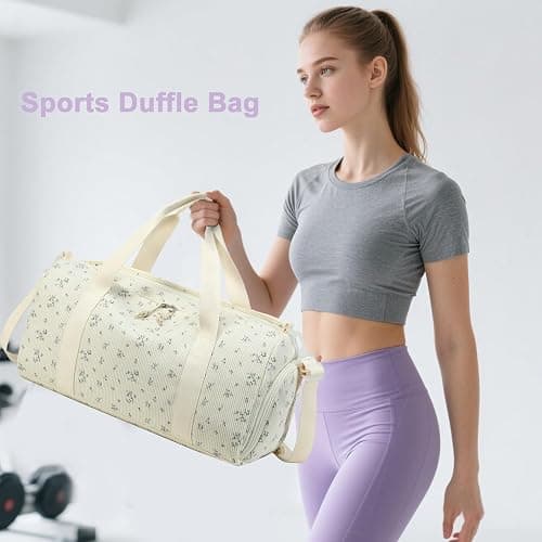 BTOOP Duffle Bag for Gym Sports Women Girls Workout Travel Bag Weekender with Shoe Compartment and Wet Pocket thumbnail 6