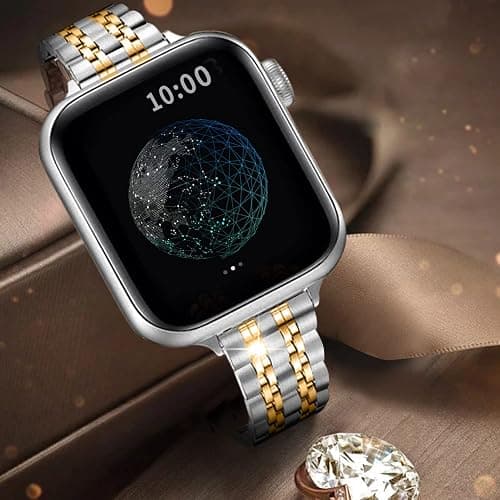 QUNDAXI Slim Watch Band Compatible with Apple Watch 41mm 45mm 42mm 44mm 40mm 38mm Metal Stainless Steel Watchband Suitable for iWatch 10/9/8/7/6/5/4/3/2/1/SE Series Women Luxury Strap thumbnail 4