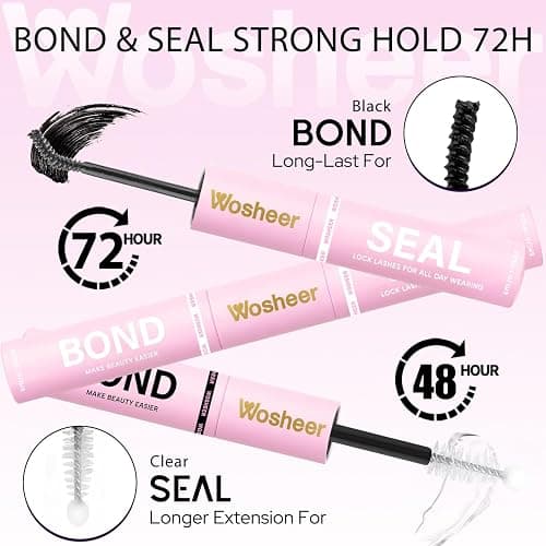 Wosheer Eyelash Glue 2 In 1 Cluster Lash Bond and Seal for Eyelash Extensions Individual Cluster Lashes with Strong Hold Eyelash Waterproof 72h (Black Lash Glue) thumbnail 3