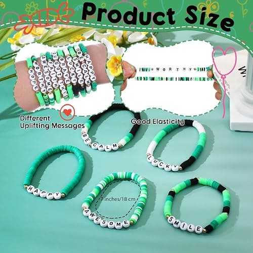 Landical 30 Pcs Motivational Bracelets Bulk with Inspirational Saying Inspirational Friendship Wristbands Unisex Depression Bracelet for Women Men Teacher Valentines Easter Party Favor Gift thumbnail 2